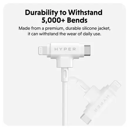 Hyper kábel HyperJuice USB-C/Lightning Hybrid Silicone Cable 1.5m - White