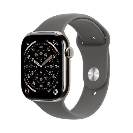 Apple Watch Series 11 GPS + Cellular 42mm Prírodný titán s kamenno sivým športovým remienkom - M/L