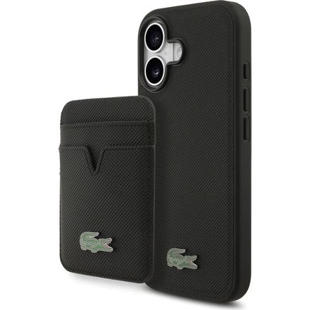Lacoste Iconic Petit Pique MagSafe kryt + peňaženka iPhone 17 čierny