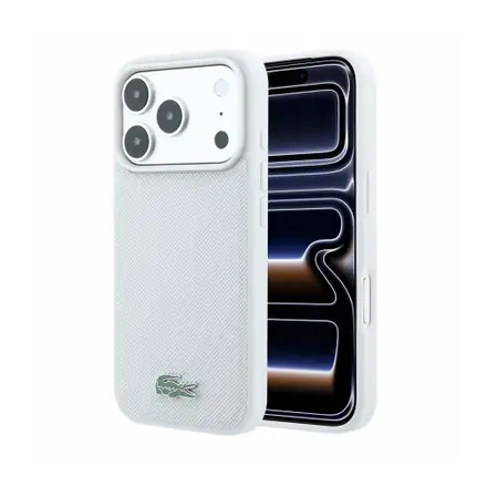 Lacoste PVC Iconic Petit Pique Metal Logo MagSafe kryt iPhone 18 Pro šedý