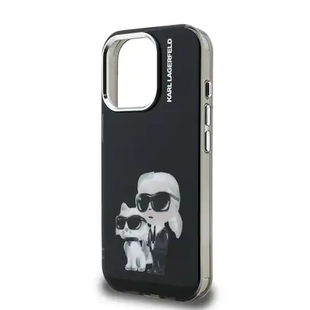 Karl Lagerfeld IML Aquarelle Karl and Choupette kryt iPhone 15 Pro čierny