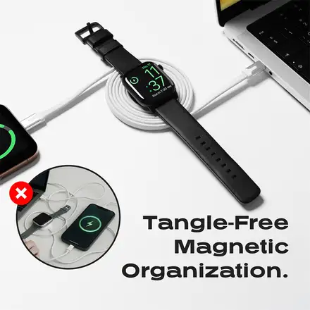 KeySmart Statik MagStack DUO, nabijačka pre Apple Watch + USB-C kábel, - biela (1,5m)