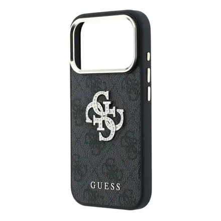 Guess PU 4G Strass Metal Logo kryt iPhone 18 Pro čierny