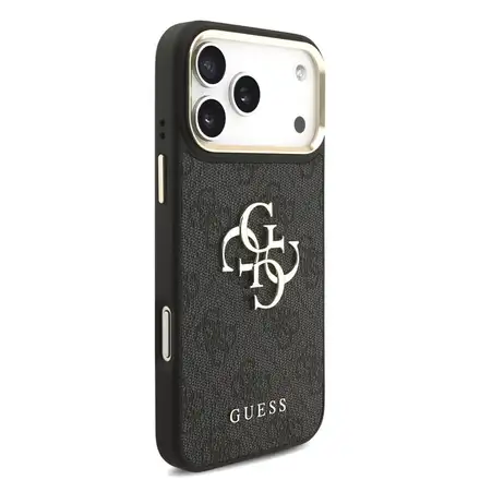 Guess PU Leather 4G Gold Frame MagSafe kryt iPhone 18 Pro čierny