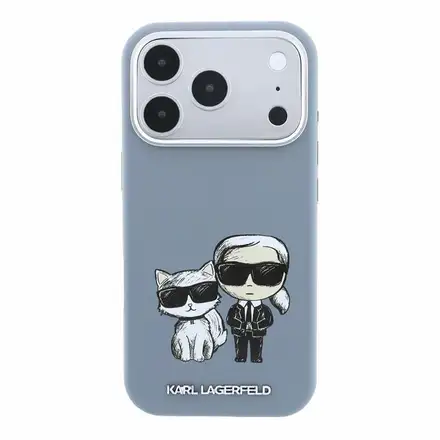 Karl Lagerfeld PU Semi Wrap Smooth Sketch Bodies Magsafe kryt iPhone 18 Pro Max modrý