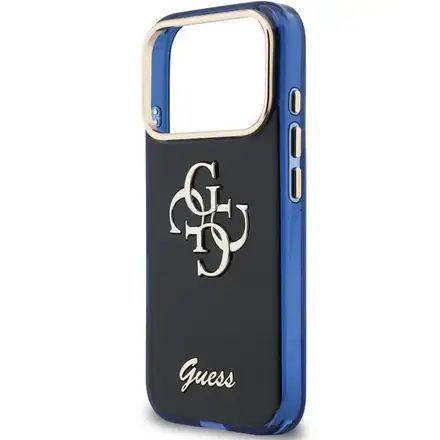 Guess IML 4G Script Metal Logo kryt iPhone 17 Pro Max modrý