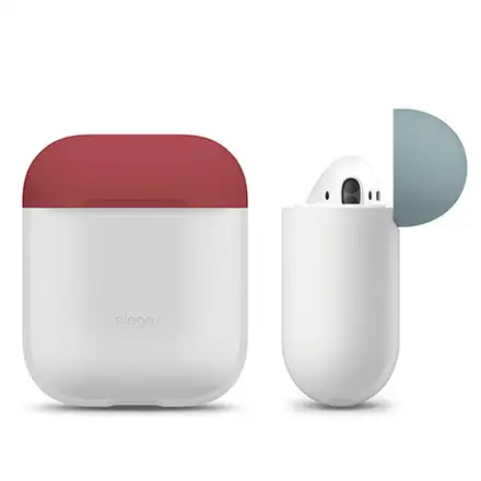 Elago Airpods Silicone Duo Case - NightGlow Blue/Pastel Blue, Pink