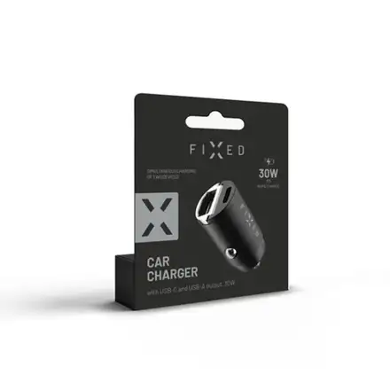 FIXED Autonabíjačka s USB-C a USB-A výstupom, PD30W - čierna
