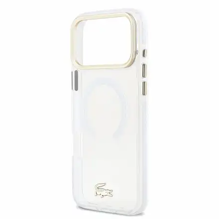 Lacoste PC/TPU Frosted Finish Gold Logo MagSafe kryt iPhone 18 Pro priehľadný