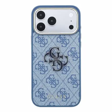 Guess PU 4G Resin Metal Logo kryt iPhone 18 Pro modrý