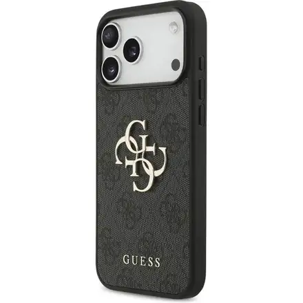 Guess PU 4G Metal Logo Strap kryt iPhone 17 Pro Max čierny