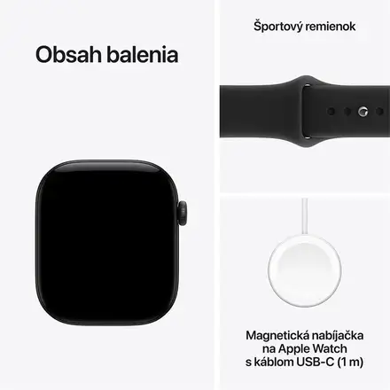 Apple Watch Series 12 GPS 42mm Black Aluminium Case with Black Sport Band - S/M