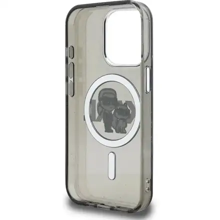 Karl Lagerfeld IML Glitter Karl and Choupette Sketch MagSafe kryt iPhone 15 Pro Max čierny