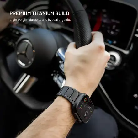 FIXED Titanium Strap pre Apple Watch 44/45/46/49mm, čierny