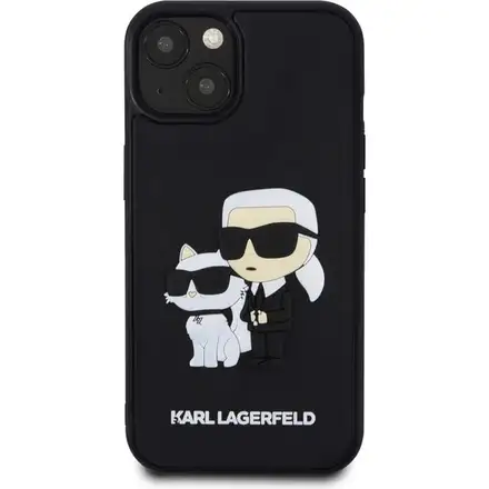 Karl Lagerfeld 3D Rubber Karl and Choupette kryt iPhone 13 čierny