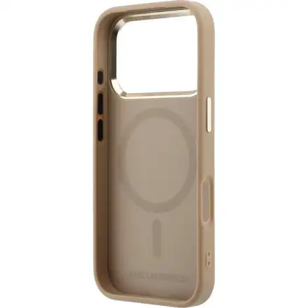 Karl Lagerfeld PU Perforated Gold Dots MagSafe kryt iPhone 17 Pro béžový