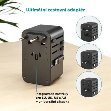 Epico UltraBoost Universal GaN 70W cestovný adaptér EU70 - titanová