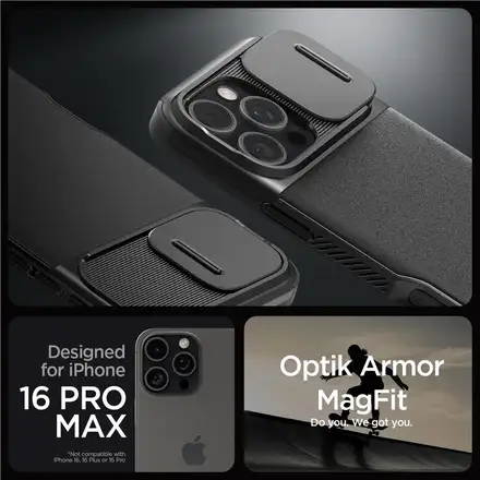 Spigen kryt Optik Armor Magsafe pre iPhone 16 Pro Max - Black