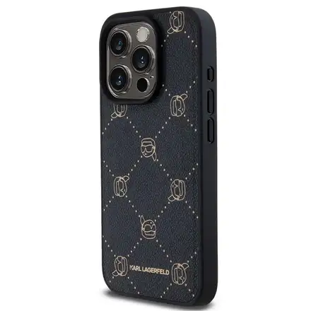 Karl Lagerfeld PU Karl Heads Pattern Magsafe kryt iPhone 15 Pro Max čierny