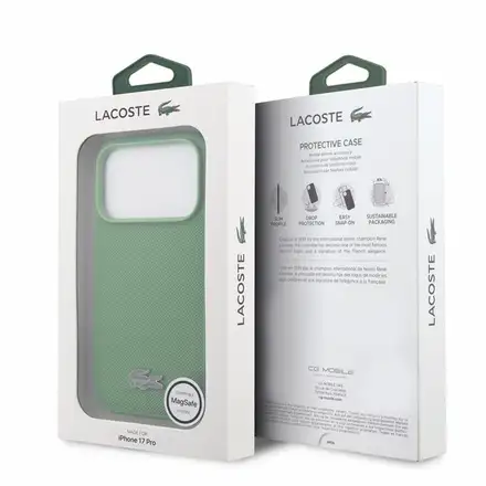 Lacoste PVC Iconic Petit Pique Metal Logo MagSafe kryt iPhone 18 Pro zelený