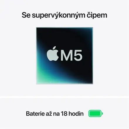 MacBook Air 13" Apple M5 10C CPU 8C GPU 16GB 512GB Strieborný INT English