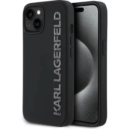 Karl Lagerfeld 3D Rubber Glitter Logo kryt iPhone 13 čierny