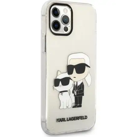 Karl Lagerfeld IML Glitter Karl and Choupette NFT kryt iPhone 12/ 12 Pro priehľadný