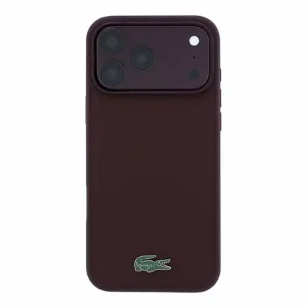 Lacoste PVC Iconic Petit Pique Metal Logo MagSafe kryt iPhone 18 Pro Max tmavo červený