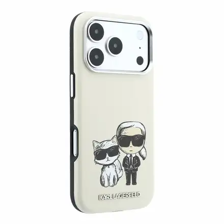 Karl Lagerfeld PU Semi Wrap Smooth Sketch Bodies Magsafe kryt iPhone 18 Pro Max bežový