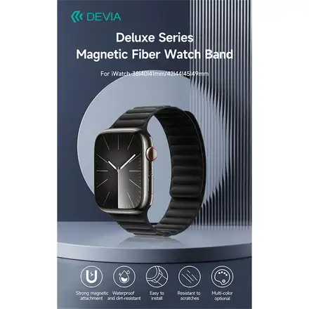 Devia remienok Deluxe Magnetic Fiber Watch Band 44/45/46mm - Evergreen