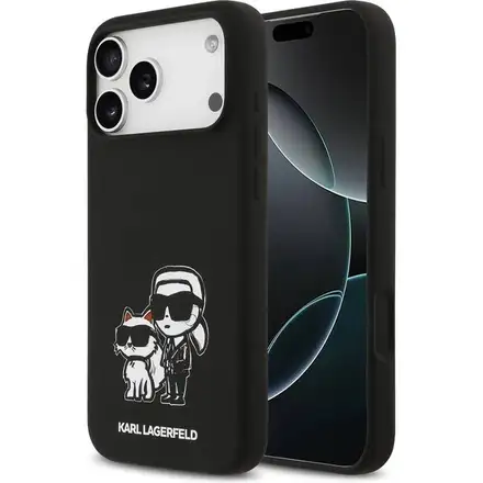 Karl Lagerfeld Liquid Silicone K&CH Sketch MagSafe kryt iPhone 17 Pro čierny