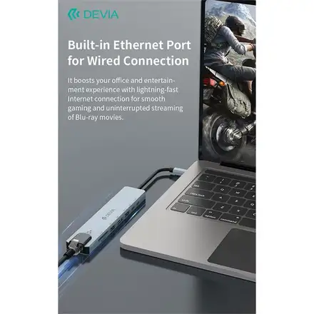 Devia USB-C Hub Pro 8 in 1 EC706 - Deep Gray