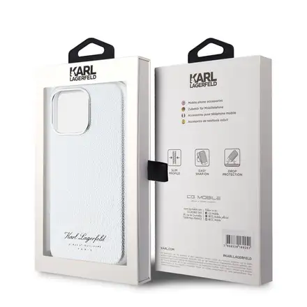 Karl Lagerfeld Grained PU Hotel RSG kryt iPhone 15 Pro Max šedá