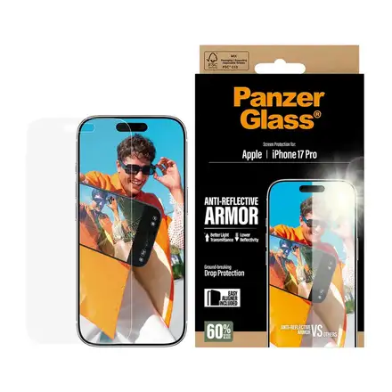 PanzerGlass ochranné sklo Anti-Reflective Armor pre iPhone 17 Pro - Black Frame