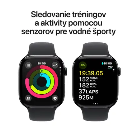 Apple Watch Series 10 GPS 46mm Jet Black Aluminium Case with Black Sport Band - M/L