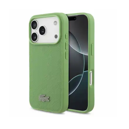 Lacoste PVC Iconic Petit Pique Metal Logo MagSafe kryt iPhone 18 Pro zelený