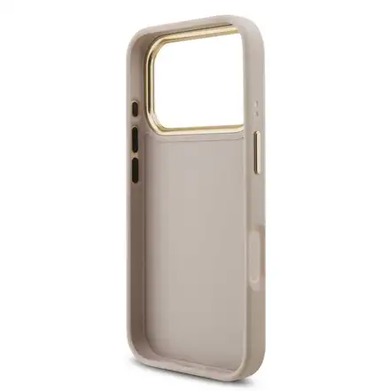 Guess PU Leather 4G Metal Logo Gold Frame kryt iPhone 18 Pro ružový