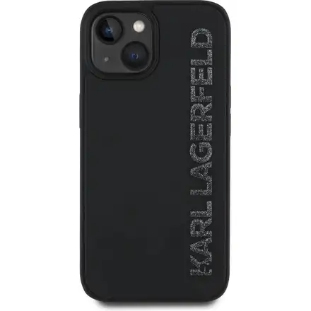 Karl Lagerfeld 3D Rubber Glitter Logo kryt iPhone 13 čierny