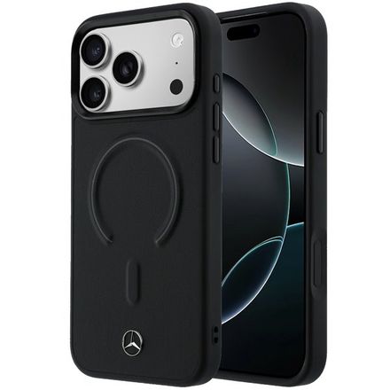 Mercedes PU Leather 3D MagSafe Zadný Kryt pre iPhone 17 Pro čierny