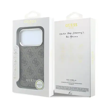 Guess PU Leather 4G Gold Frame MagSafe kryt iPhone 18 Pro hnedý