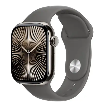 Apple Watch Series 10 GPS + Cellular 46mm Prírodný titán s kamenno sivým športovým remienkom - S/M *Rozbalený*