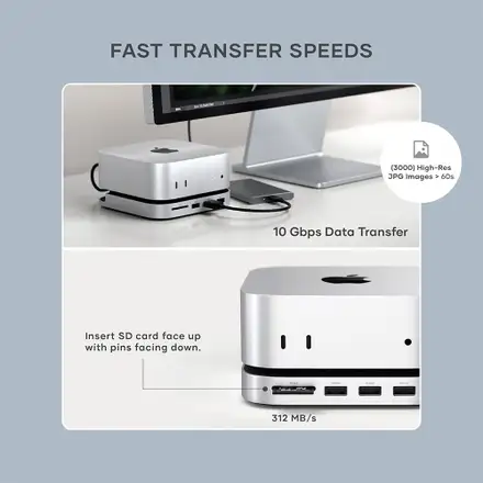 Satechi Stand & Hub with SSD enclosure pre Mac Mini M4/M6/M5 Pro - Silver
