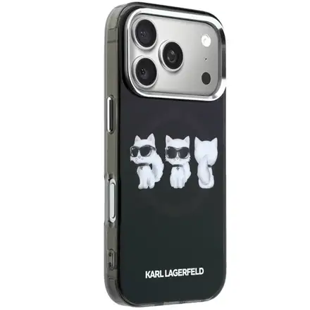 Karl Lagerfeld IML Choupette Trio Watercolor MagSafe kryt iPhone 17 Pro čierny