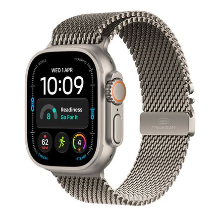 Apple Watch Ultra 4 GPS + Cellular 49mm Natural Titanium Case with Natural Titanium Milanese Loop - M