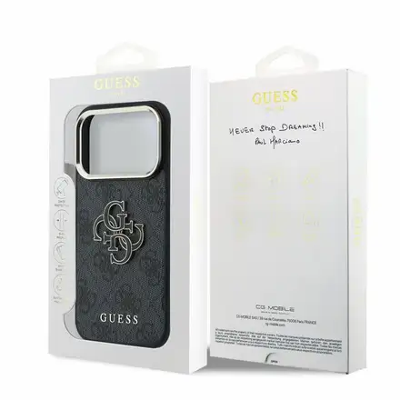 Guess PU 4G Resin Metal Logo kryt iPhone 18 Pro Max čierny