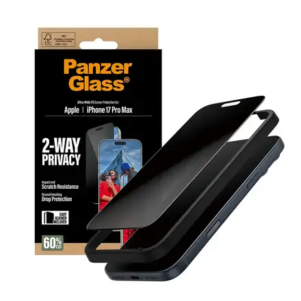 PanzerGlass ochranné sklo UWF 2-Way Privacy pre iPhone 17 Pro Max - Black Frame