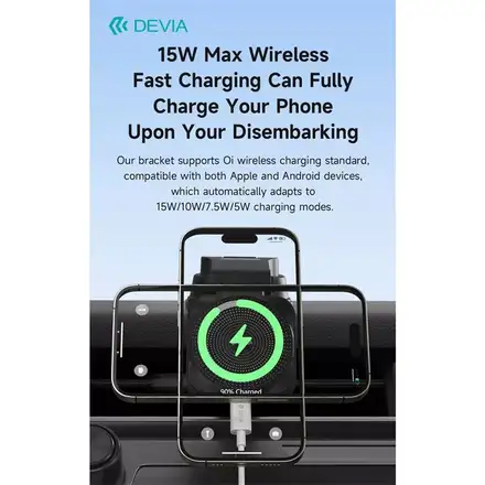 Devia Smart Series Magnetic Wireless Vehicle Bracket - Black