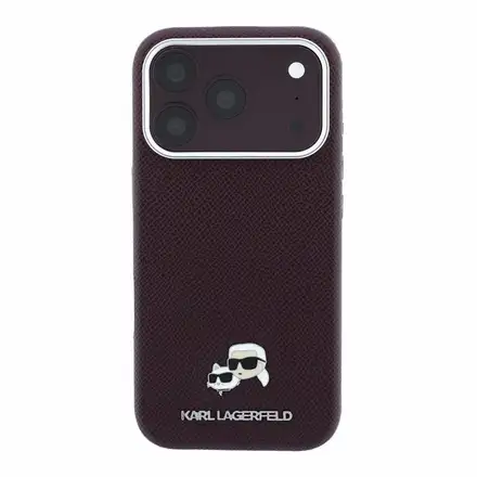 Karl Lagerfeld PU Grained Semi Wrap K&CH Heads Magsafe kryt iPhone 18 Pro Max tmavo červená