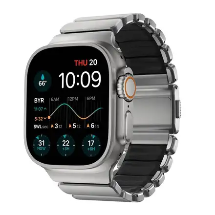 Nomad remienok Stratos pre Apple Watch 44-49mm - Black/Natural Hardware