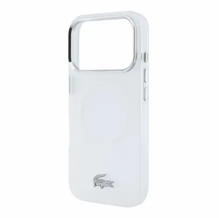 Lacoste IML Frosted Petit Pique Metal Logo MagSafe kryt iPhone 18 Pro priehľadný